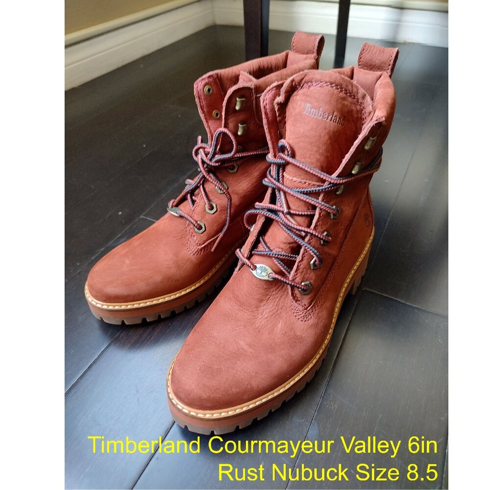 Timberland Courmayeur Valley 6in Hiking Lace-up Boots (Rust Burgundy - Size 8.5)